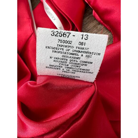 Jessica McClintook for Gunne Sax Vintage Beautiful Red One Shoulder Satin Dress - Picture 11 of 11